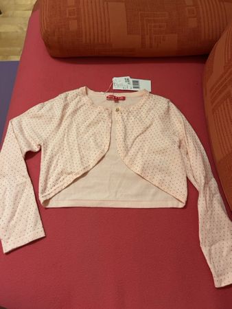 Neues Bolero-Jäckchen Gr. 152 Lachsfarbe  mit Pünktchenmuste