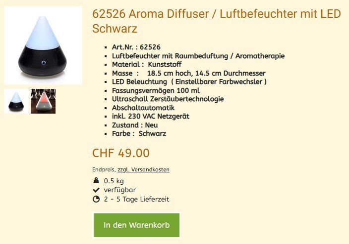 Duftöldiffusoren: Ultraschall Aromadiffuser 62526  NEU – Neu und originalverpackt aus Hagenbuch ZH von cougar1 1
