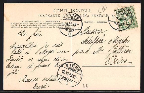 Ansichtskarten: AK Morges, Arsenal, 1905 – Gebraucht aus Berlin von bartko-reher 1