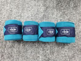 HKM Fleecebandagen Set Türkis - Top Zustand für Pferde!