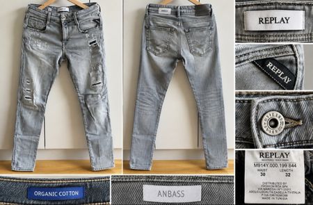 Jean Replay Anbass W30 L32 gris destroy – Organic Cotton