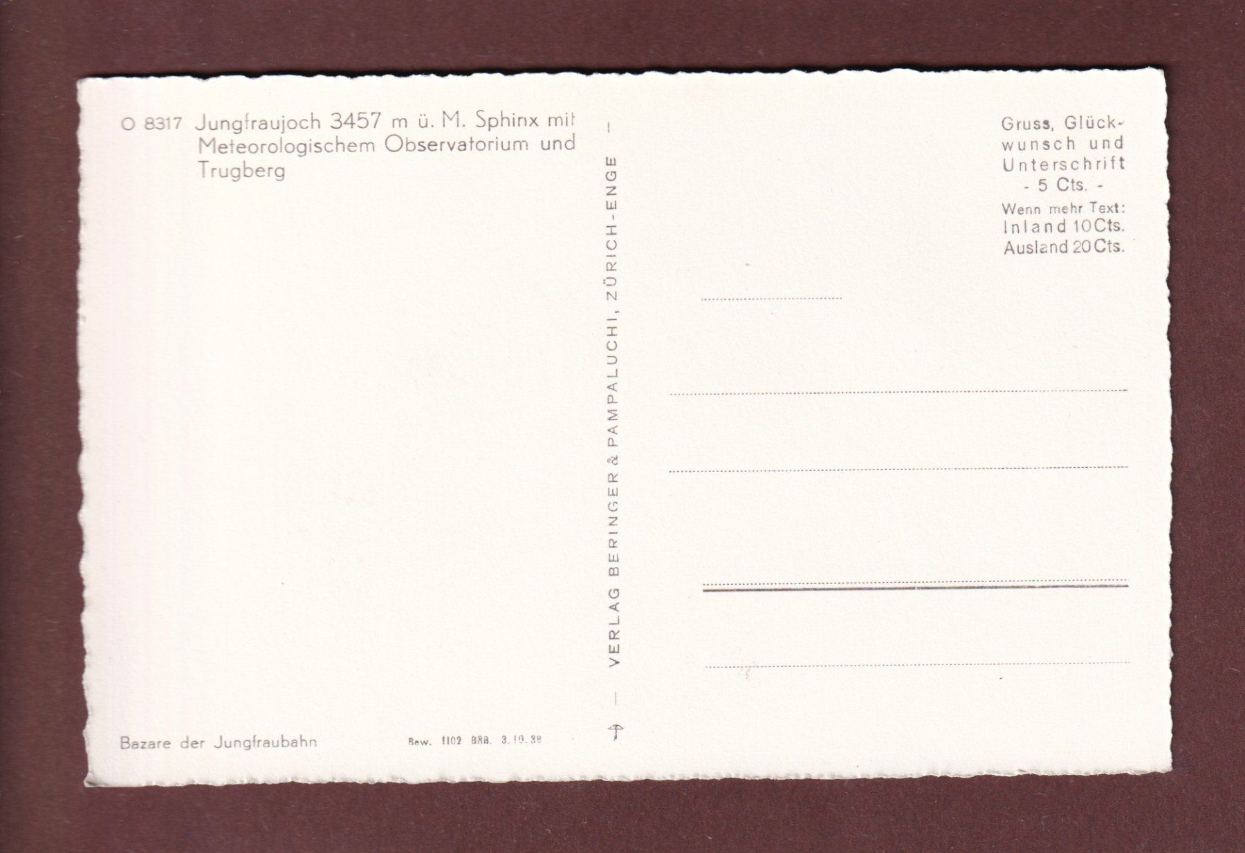 Cartoline postali: JUNGFRAUJOCH - Sphinx – Usato da Pully venduto da nicecards-shop 1