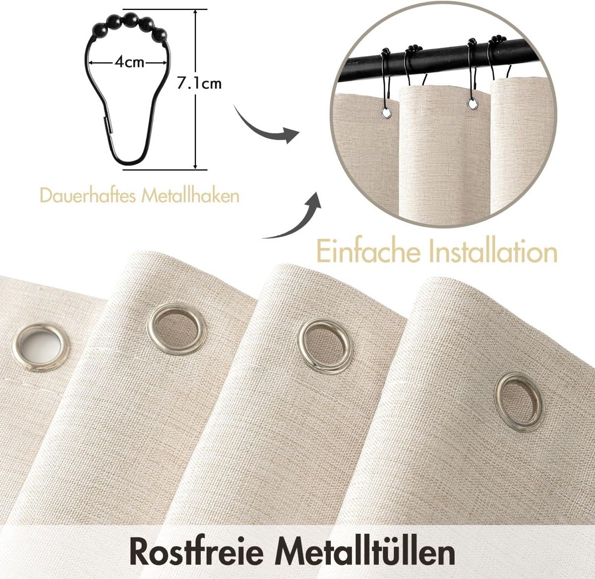 Tende: MIULEE Leinen Duschvorhang 180x200 – Nuovo e nell'imballaggio originale da Solothurn venduto da michelleschmid 2