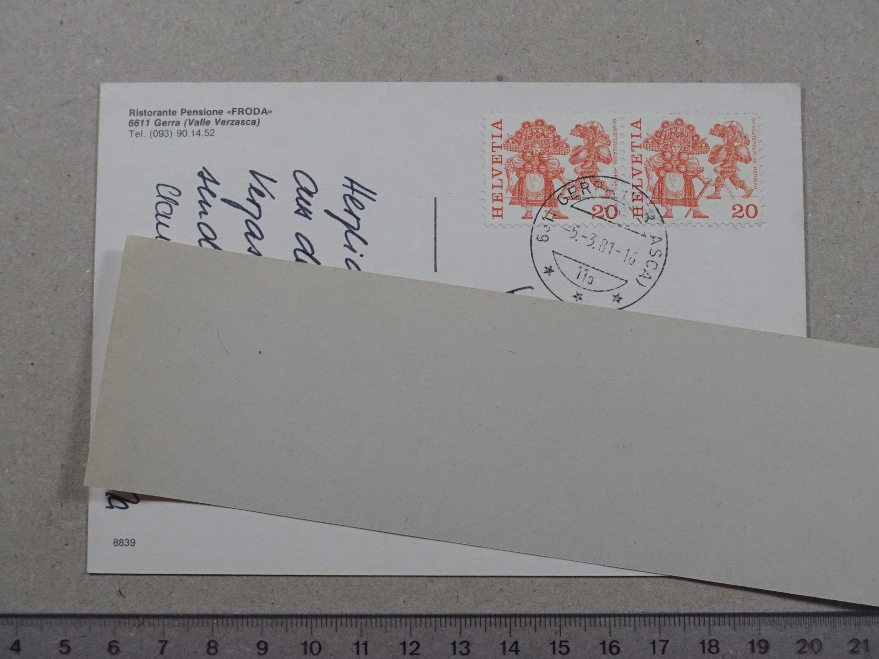 Cartoline postali: Gerra, 1981, Ristorante Pensione "FRODA" – Usato da Lenzburg venduto da fh1 1