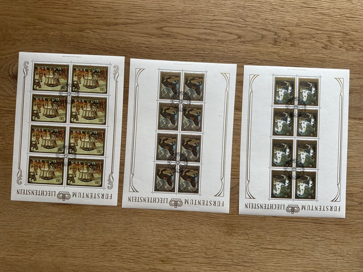Tutti i francobolli: Liechtenstein - 1978 3x Kleinbogen ZNr 655-657 mit ET Stempe – Usato da Schmitten / FR venduto da Samsara169