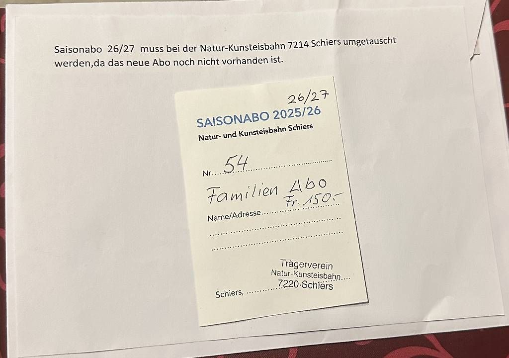 Buoni: Familien Abo Kunst Eisbahn Schiers – Usato da Putz venduto da Monja-Willi2490