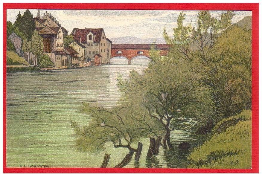 Cartoline postali: DIESSENHOFEN LITHO VON ERNST E. SCHLATTER – Usato da Grüningen venduto da Kartenlaube
