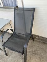 Camping Tisch mit 2 Stühlen Metall Netzstoff Grau