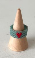 🟢 NEUF Bague coeur en perles japonaises Herzring NEU 55-57