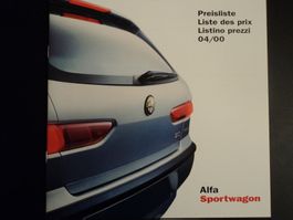 Prospekt Preisliste Alfa Romeo Sportwagon 2000