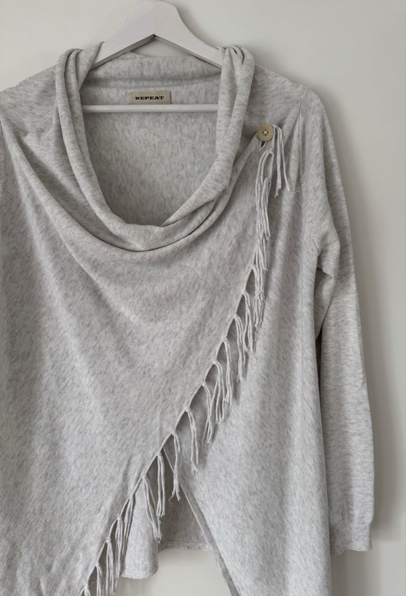 Repeat Maglioni & Felpe: REPEAT Damen Strick Poncho Cardigan Gr. S Hellgrau  – Nuovo (secondo la descrizione) da Flumenthal venduto da SecondLove_CH 6