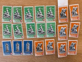 Denkmäler Nr. 3, 4, 6 1940 Pro Patria Sammlung Ungestempelt