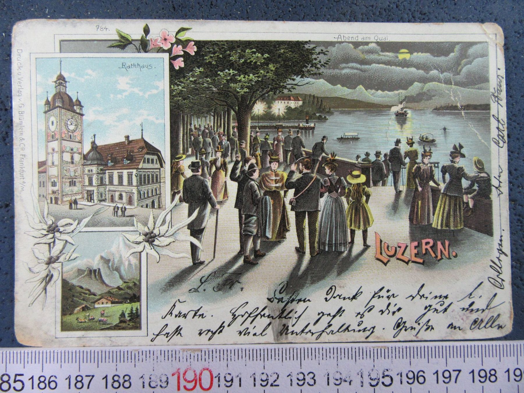 Ansichtskarten: LUZERN 1898 ABEND AM QUAI BELEBT AK LU  BUGS – Gebraucht aus Ettingen von Hausi4711