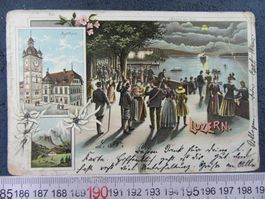 LUZERN 1898 ABEND AM QUAI BELEBT AK LU  BUGS
