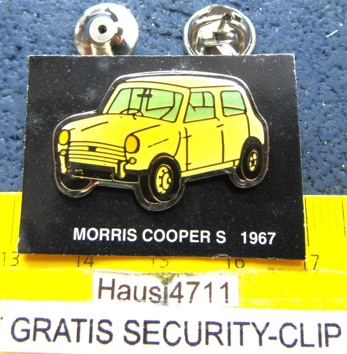 Mini Placchette & Badge: MORRIS COOPER S 1967 AUTO PIN GLASIERET MIT SECURITY-CLIP – Usato da Ettingen venduto da Hausi4711