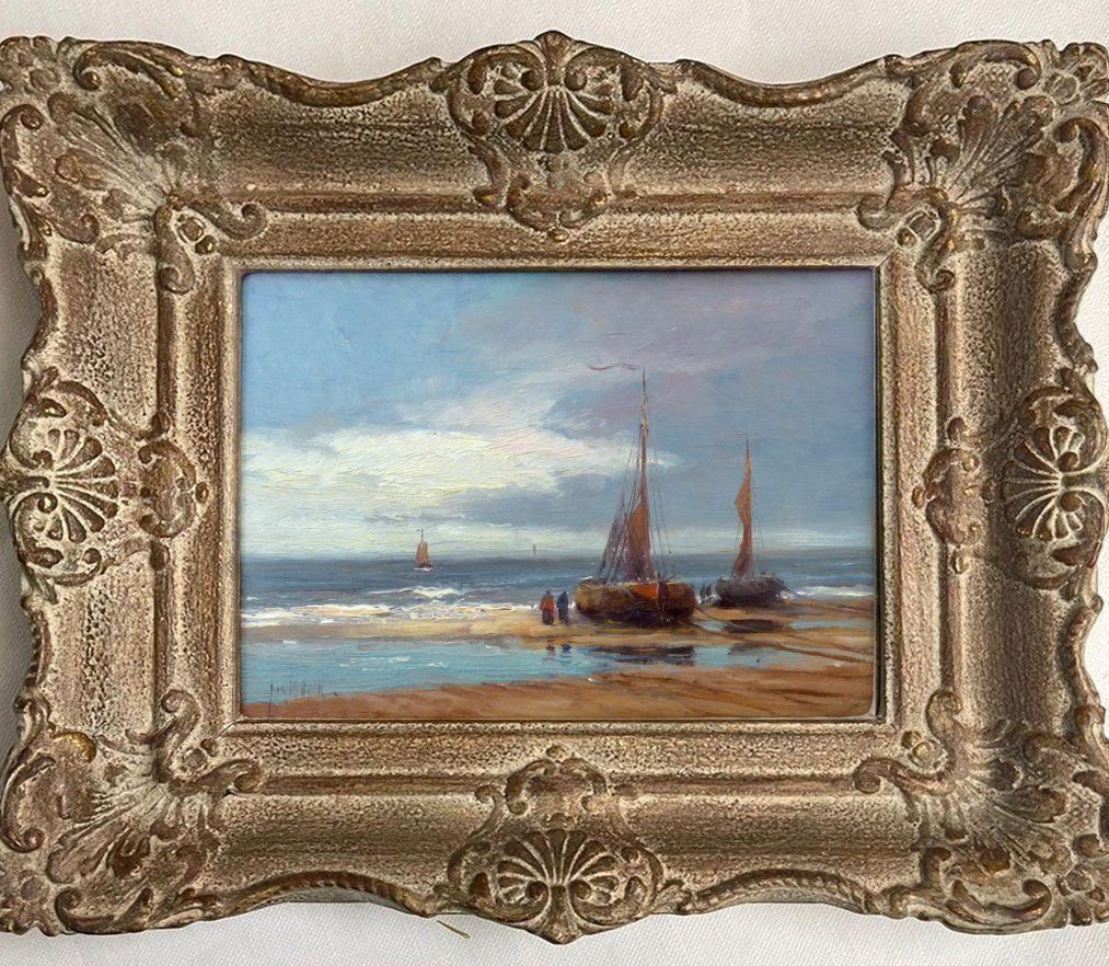 Gemälde: Jurrien Marinus Beek, Seelandschaft. Öl / Holzplatte * LESEN – Gebraucht aus Rheineck von