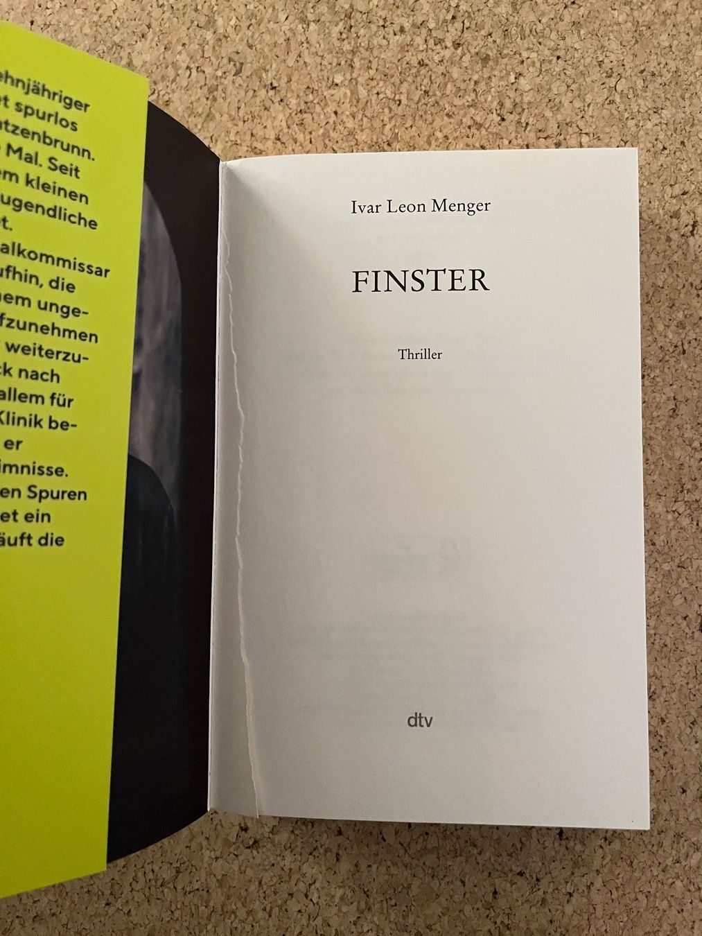 Libri: Taschenbuch "Finster", Ivar Leon Menger – Usato da Grosswangen venduto da Vita500 3