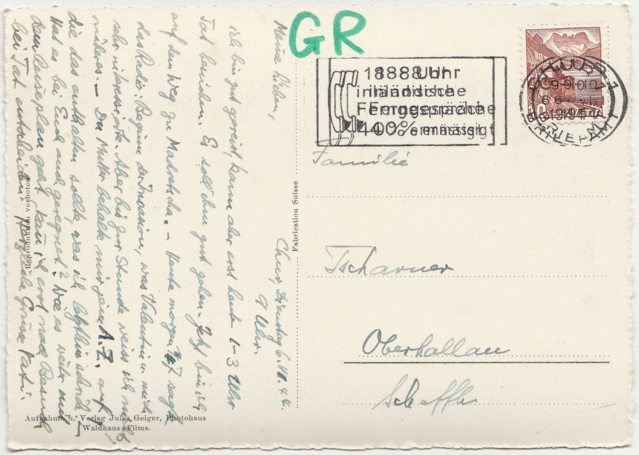 Cartoline postali: Winterthur,  Stadtkirche  und  Chur St. Martinskirche – Usato da Fällanden venduto da Blausegelfliege 4