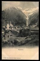 AK Göschenen, Ort mit Kirchturm und Bergpanorama