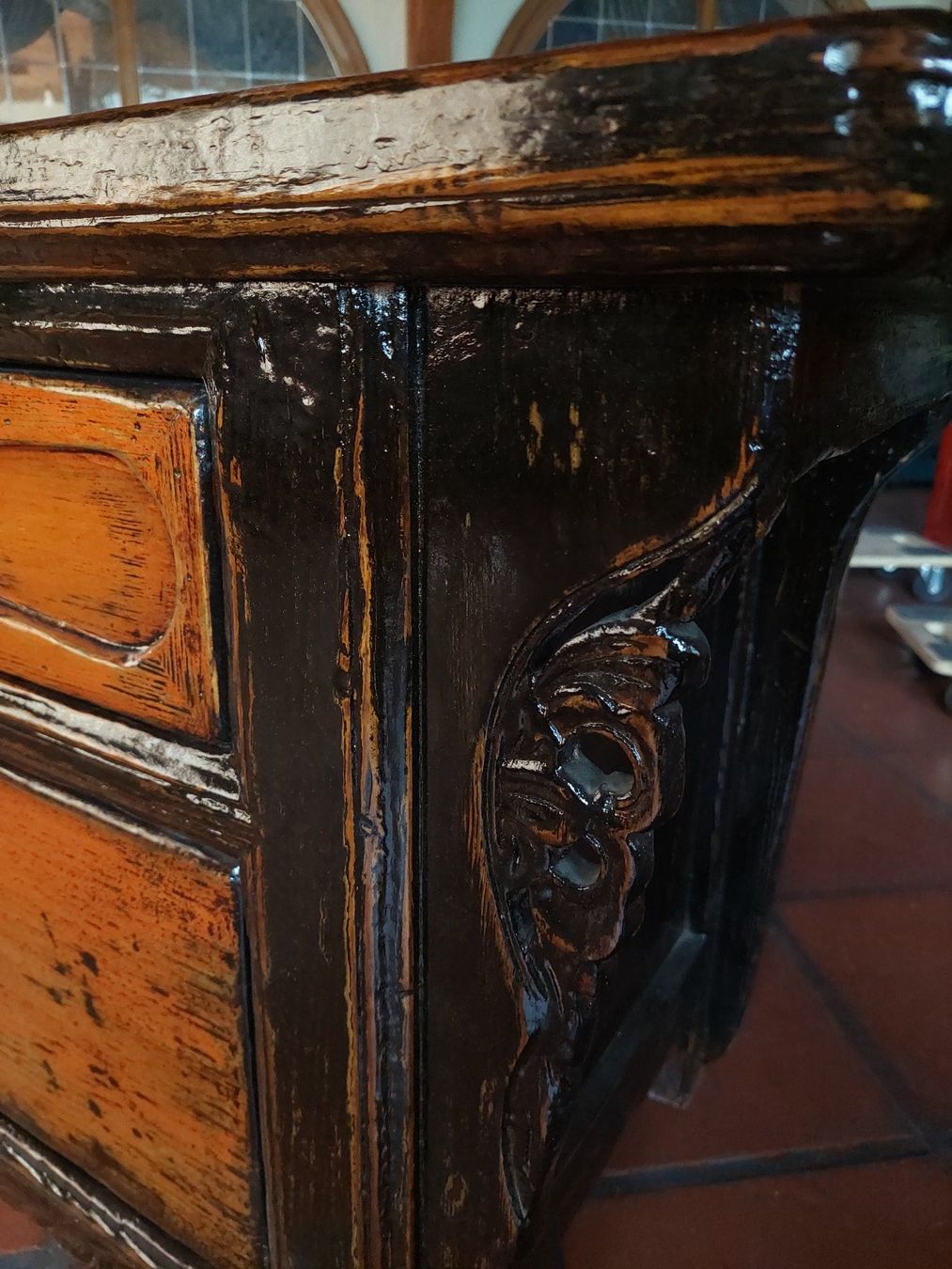 Cassettiere: Niedriges Sideboard schwarz-orange – Nuovo (secondo la descrizione) da Cham venduto da mjg1901 2