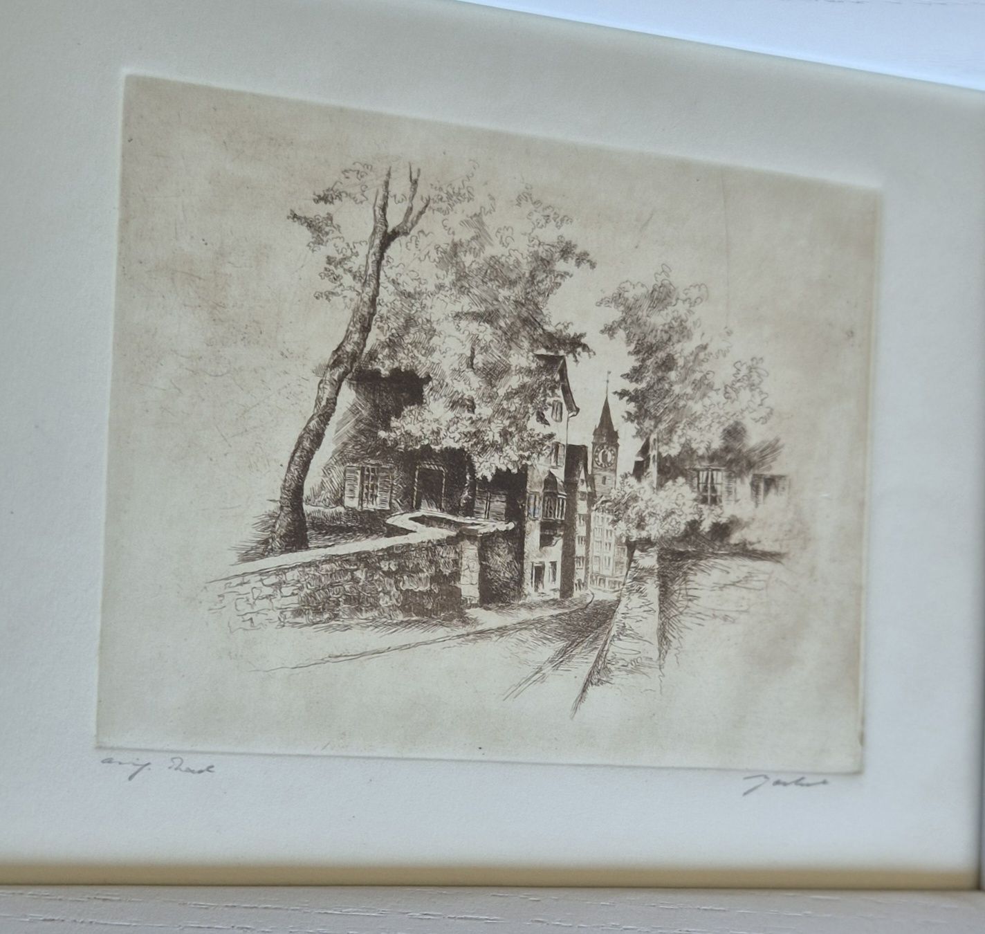 Grafica & Litografie: Vintage Framed Etching Signed Artwork, St Peter's Zurich – Usato da Zürich venduto da mrs_kz6n 5