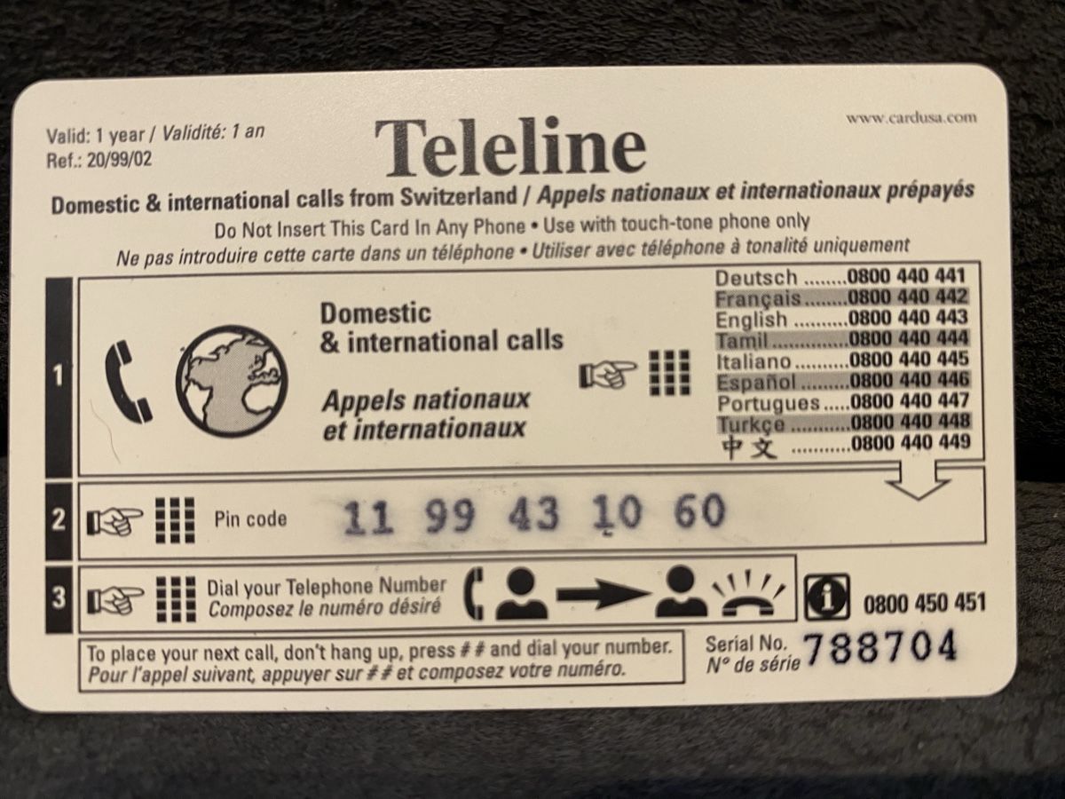 Schede telefoniche: Teleline – Usato da Lausanne venduto da babacard10 1