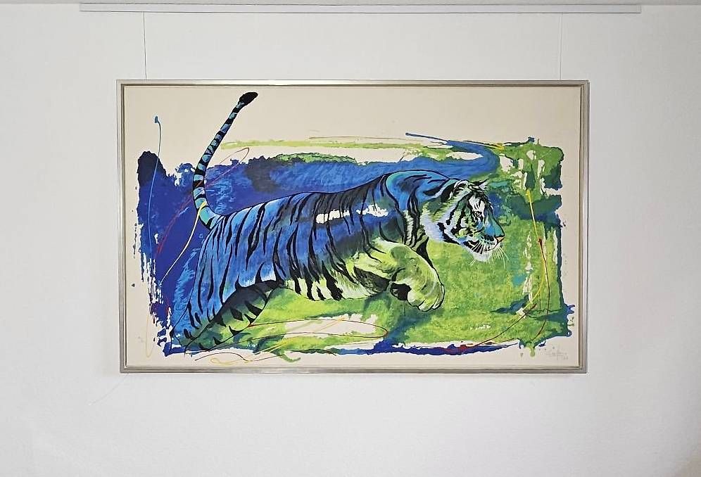 Grafiken & Lithographien: Rolf Knie "Tiger im Sprung", Serigraphie, handsigniert – Gebraucht aus Kriens von Chilimaus0