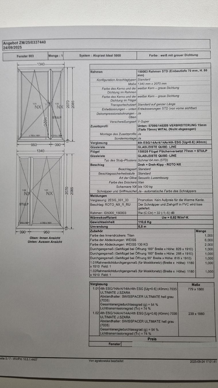 Fenster: Balkontür Ideal 5000 mit ESG Glas – Neu (gemäss Beschreibung) aus Balsthal von preis.wert 1
