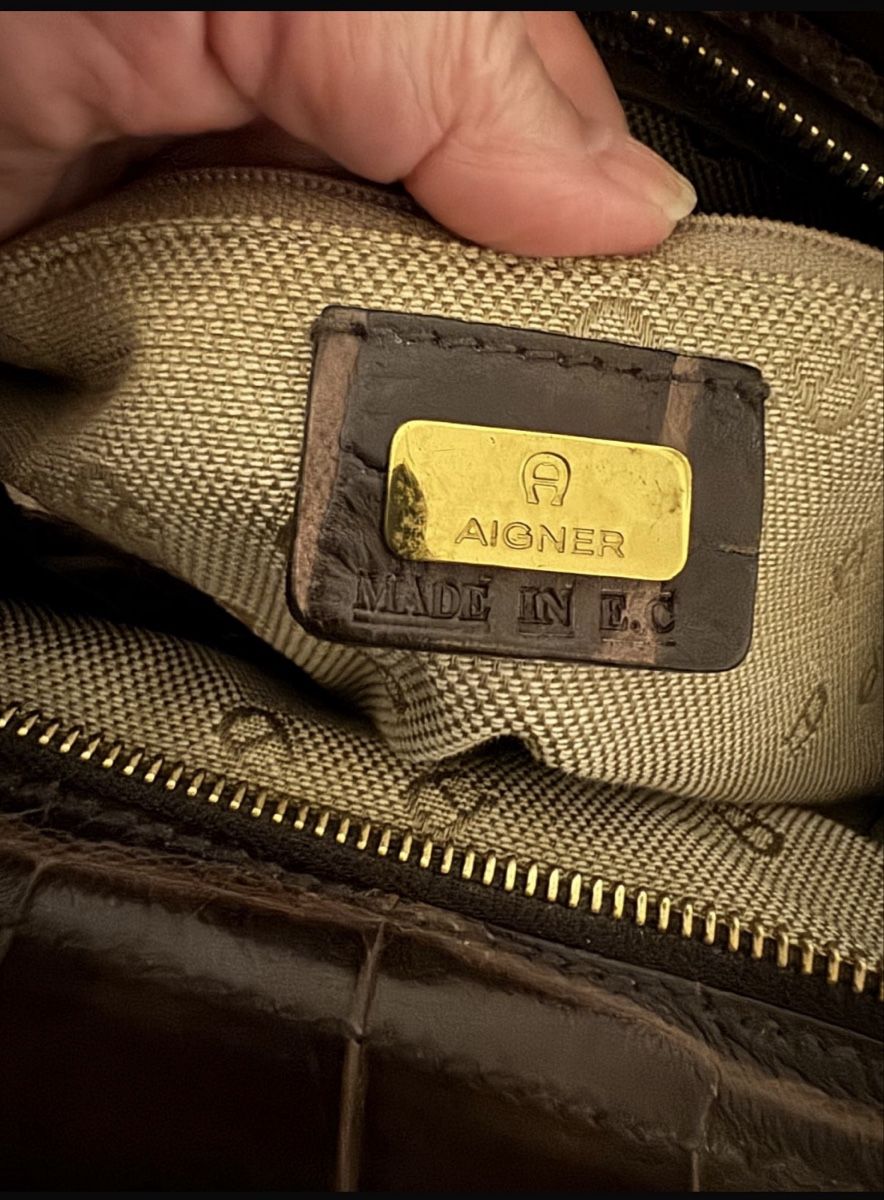 Borse da donna: Aigner Brown Leather Croco Bag, Excellent Condition! – Usato da Rüschlikon venduto da luc_q2tl 2