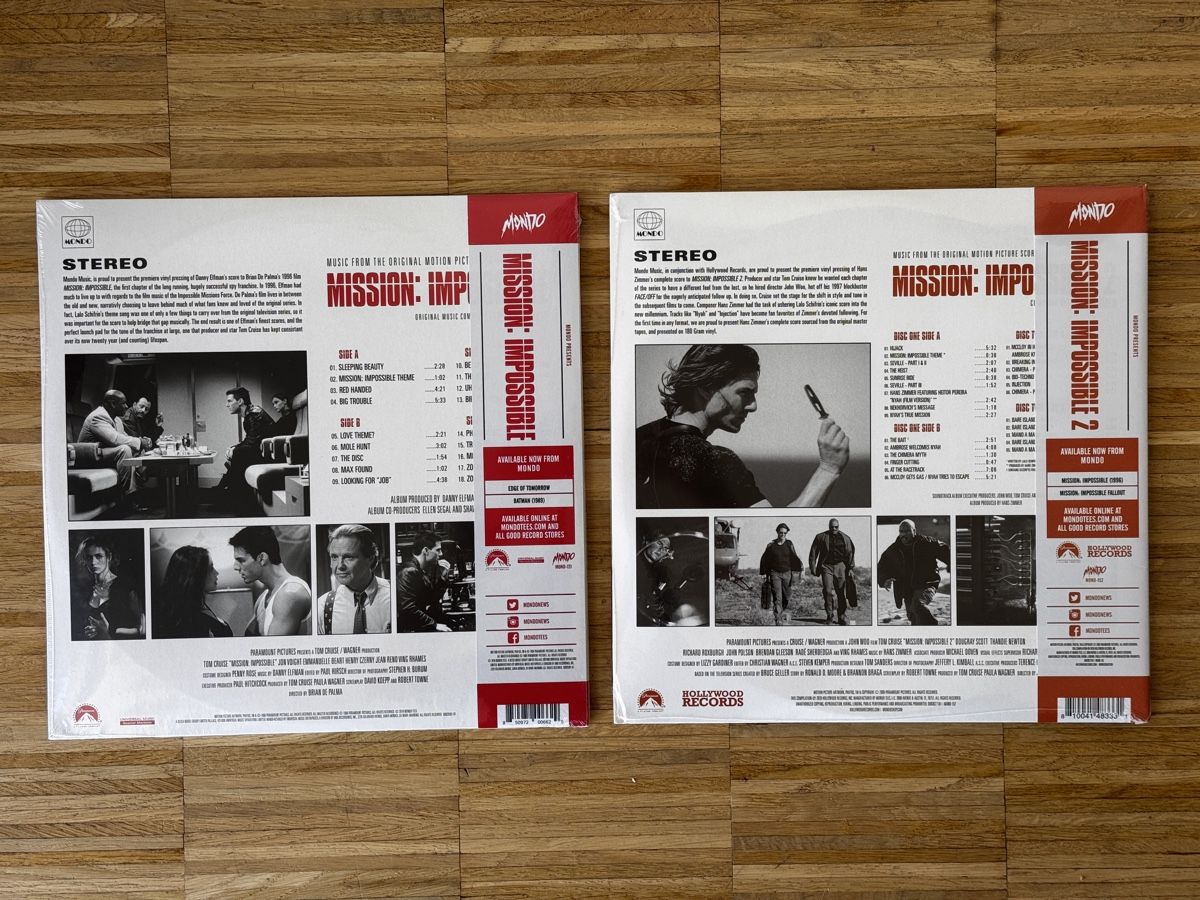 Dischi in vinile: Mission impossible 1 & 2 vinyles Mondo – Nuovo e nell'imballaggio originale da Vessy venduto da vanhoves 1