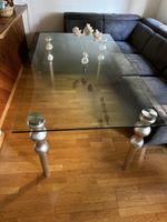 Couchtisch Glas mit Holzbeinen Gebraucht Zustand