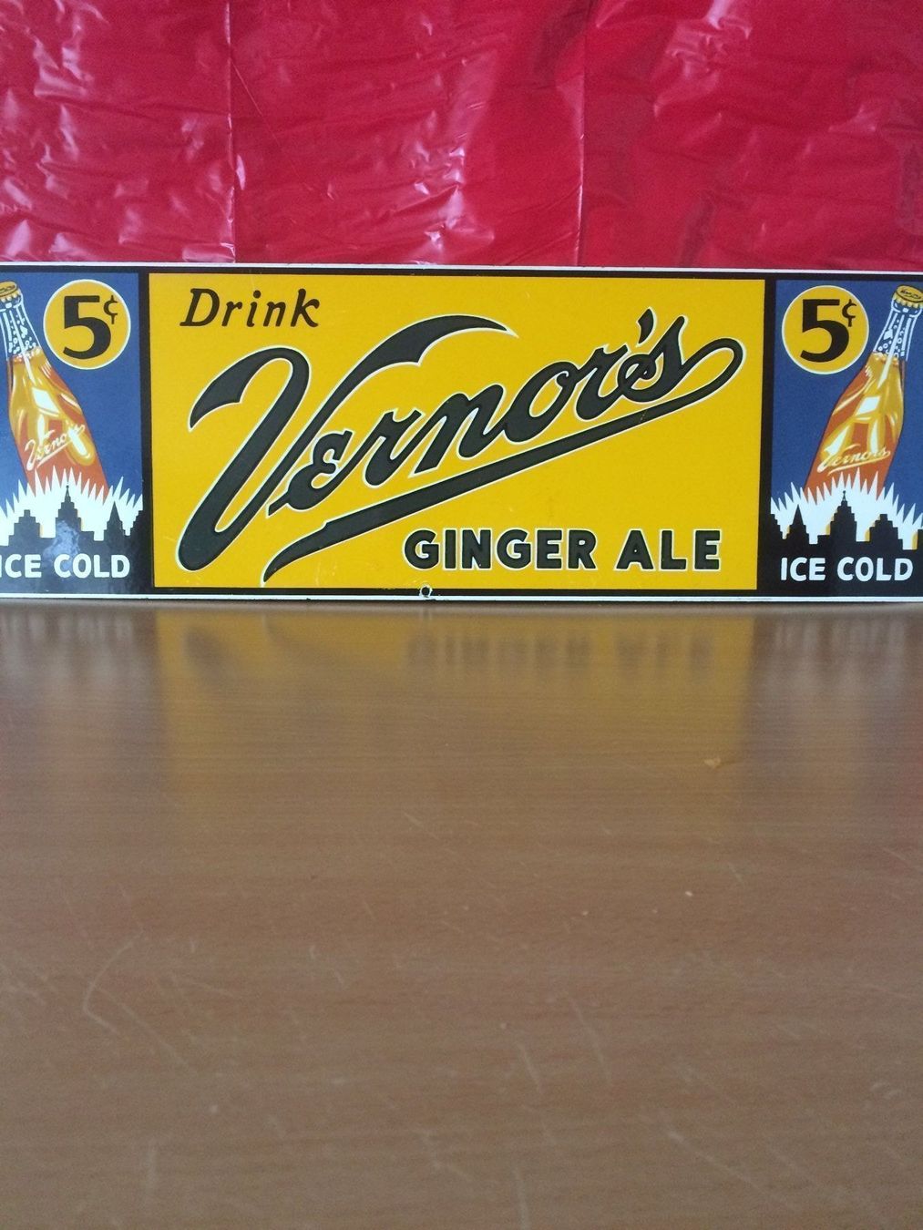 Insegne: EIN EMAILLE-SCHILD/GINGER-ALE..ICE /GLÄNZEND/GEBRAUCHT – Usato da EMMETTEN venduto da pfi_cbg5 7