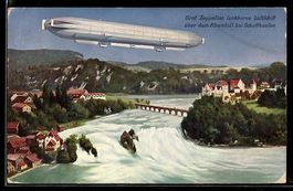 Schaffhausen, Zeppelin über dem Rheinfa