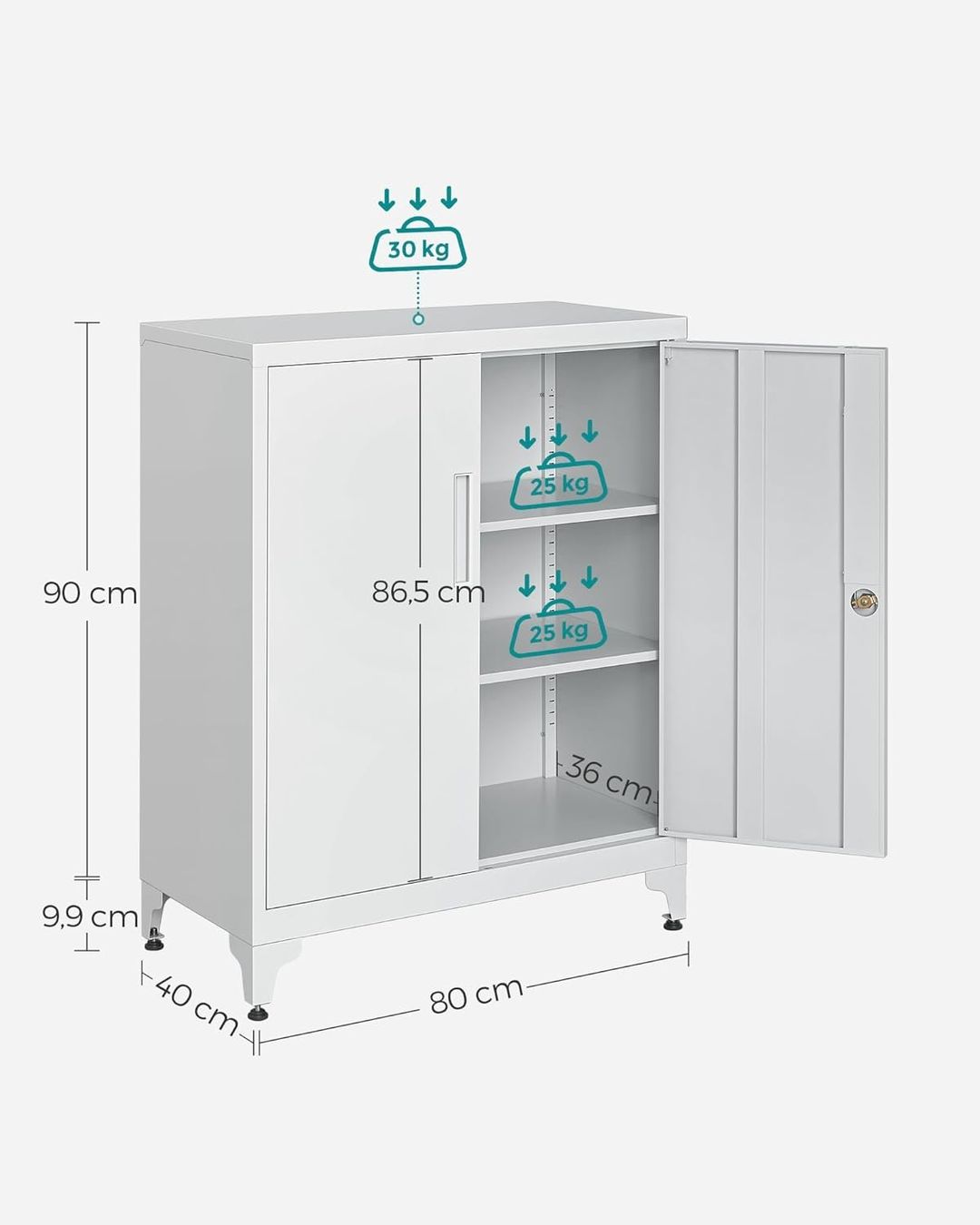 Altro materiale per ufficio: Aktenschrank mit 2 Türen Grau – Nuovo e nell'imballaggio originale da Bottighofen venduto da zaap 3