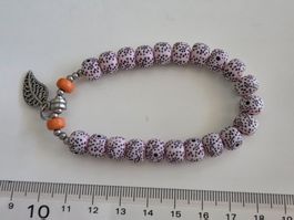 pink schwarz silber, Handkette, Chrälleli/Perlen