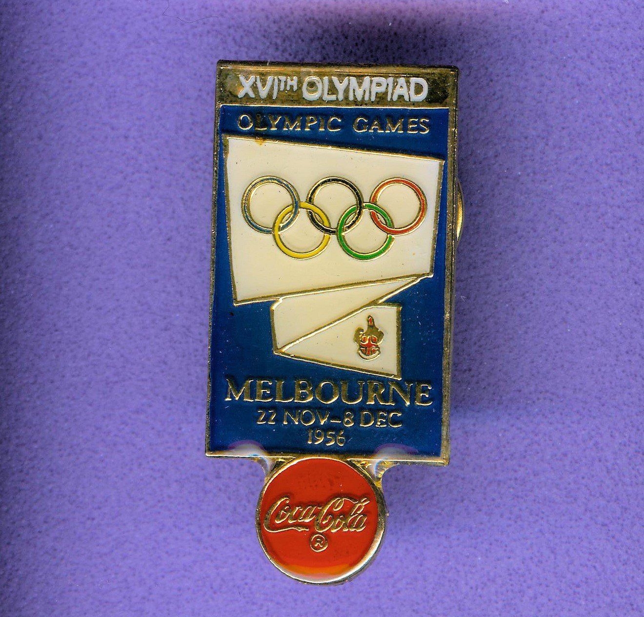 Coca-Cola Placchette & Badge: Cola  Sommer-Olympiade  MELBOURNE 1956 – Usato da Winterthur venduto da Sammleroase
