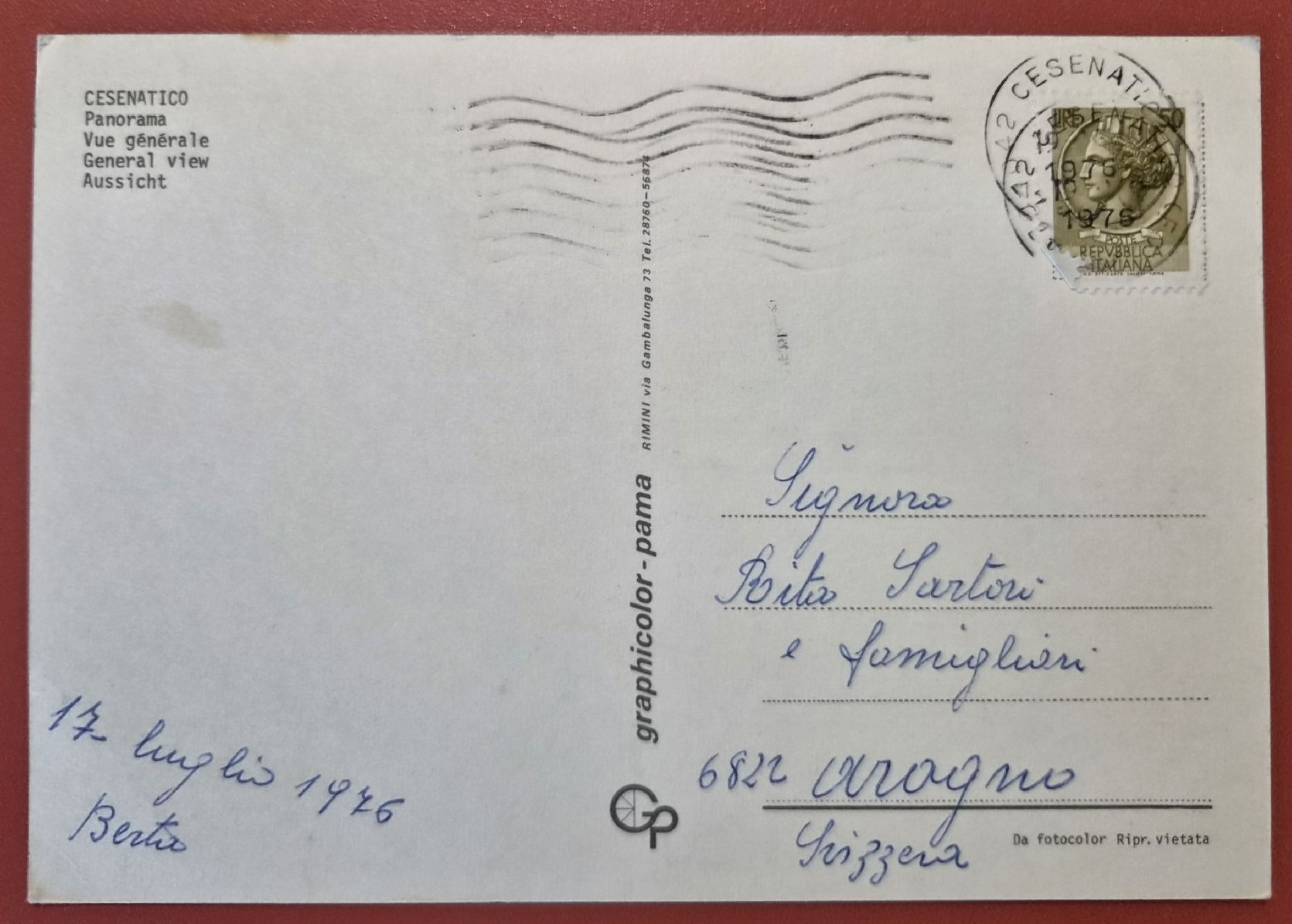 Cartes postales: Cesenatico Panorama Italien 1976 – D'occasion à Melchnau par Arthurius 1