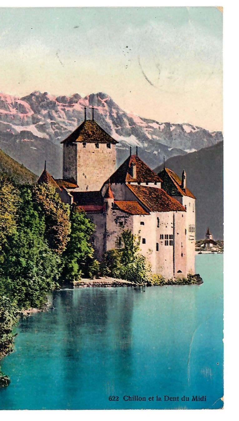 Ansichtskarten: Schloss Chillon am Genfersee – Gebraucht aus Zweisimmen von jakobsweg
