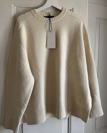 Zara Pullover Ecru Neu mit Etikett Gr XL.