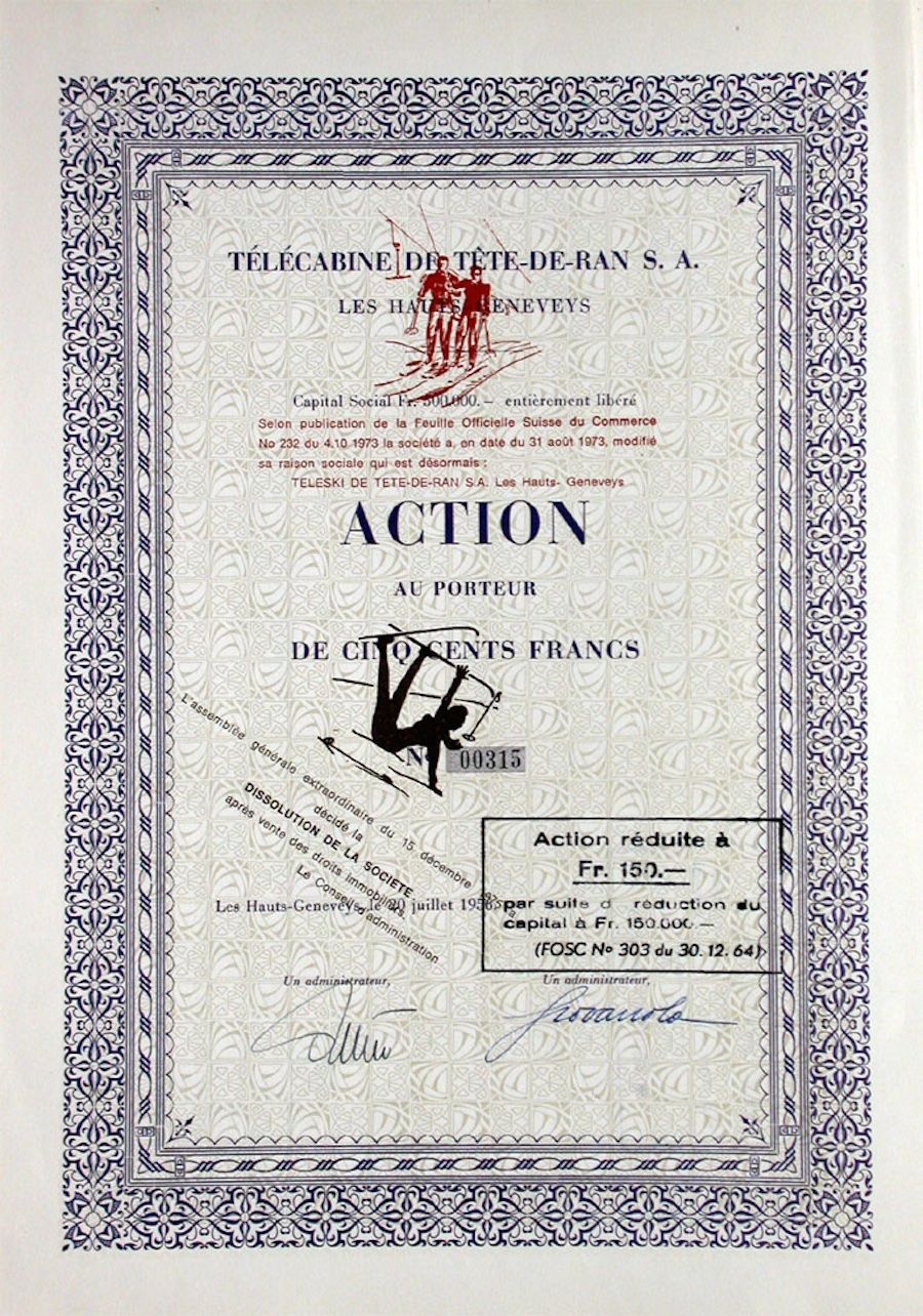 Documenti: Télécabine de Tête-de-Ran SA - 1956 – Usato da Solothurn venduto da Sgasche