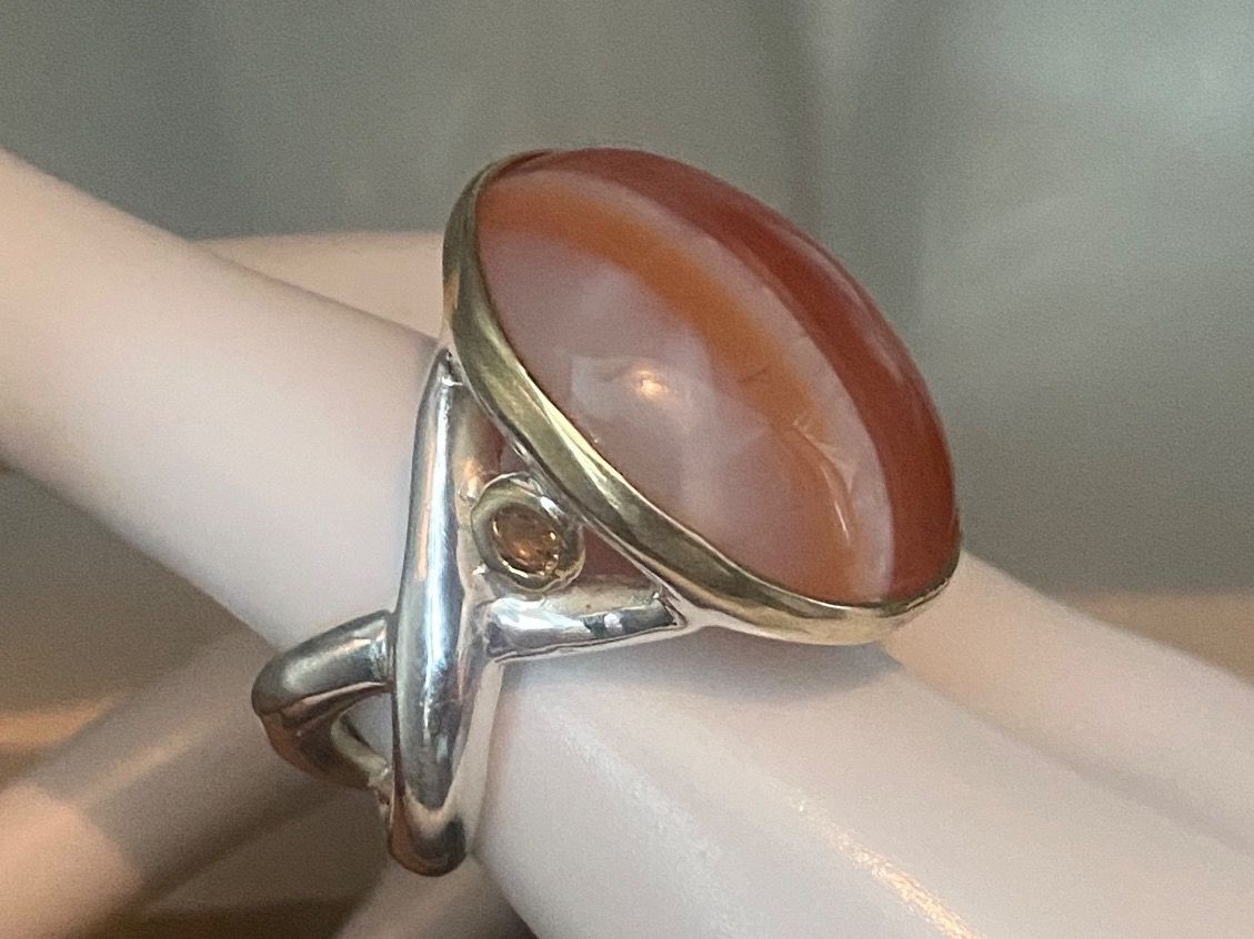 Anelli: Silber Ring mit grossem Achat, Gr.57 – Nuovo (secondo la descrizione) da Luzern venduto da S.Kern01 3