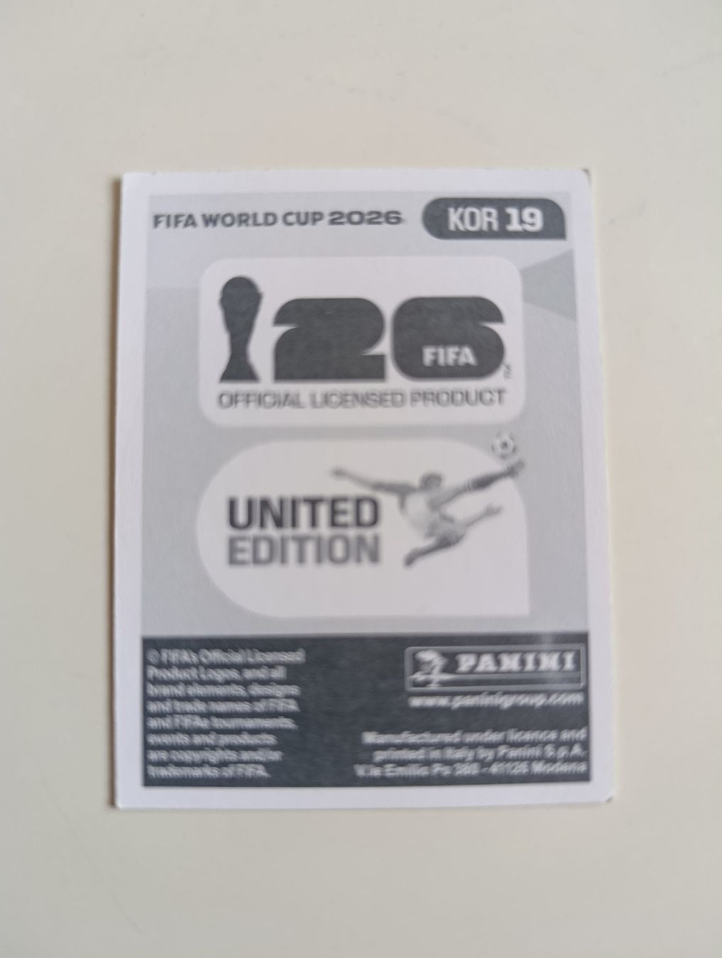 Panini Cartes à collectionner: Panini World Cup 2026 KOR 19 – Neuf (Voir description) à Lavey-Village par pas_7xd2 1