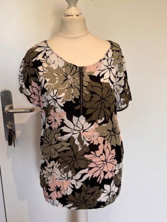 Sommer Shirt Tshirt Bluse Gr. 36 Comma Oliv/Rosa/Weiss/Black