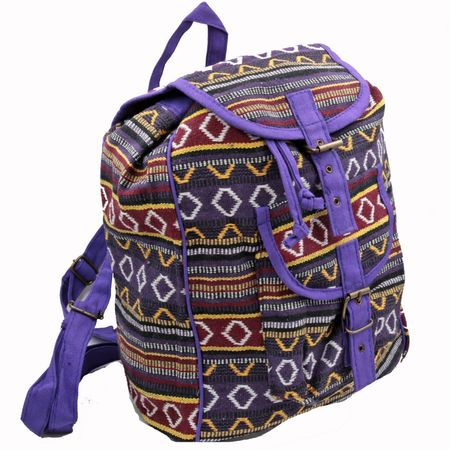 Rucksack Tasche Beutel Baumwolle Hippie  Indien Lila