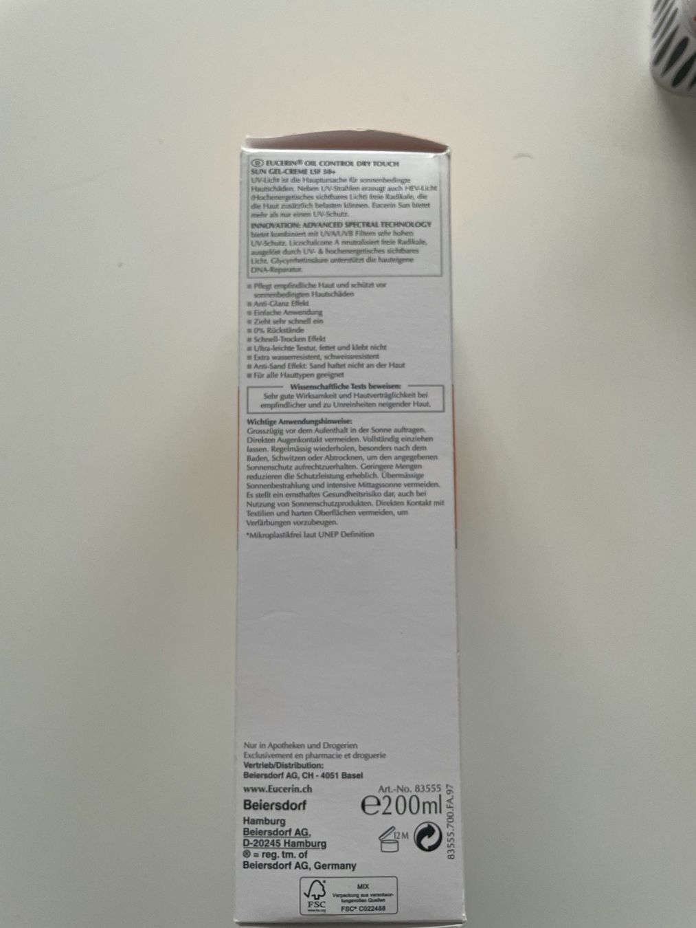 Sonnenschutz: EUCERIN Körper Oil Control Gel-Creme 200ml – Neu und originalverpackt aus Langenthal von sonne_00 1