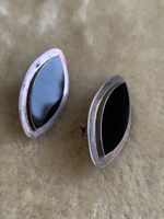 Boucles d'oreilles vintage en argent et onyx