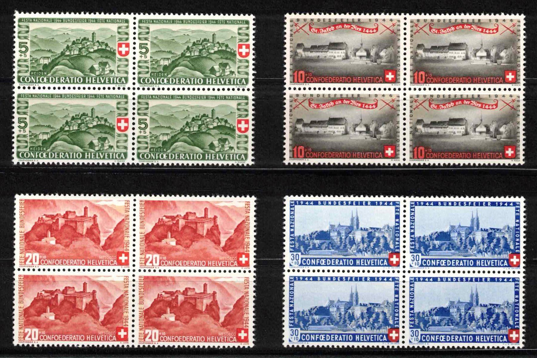 Tutti i francobolli: Pro Patria 1944 Serie im 4er-Block ** postfrisch – Nuovo (secondo la descrizione) da Nuglar venduto da Stamp88