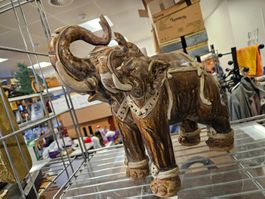 Antik 350 jährig dreiköpfiger Elefant Symbol Thailand L 35cm