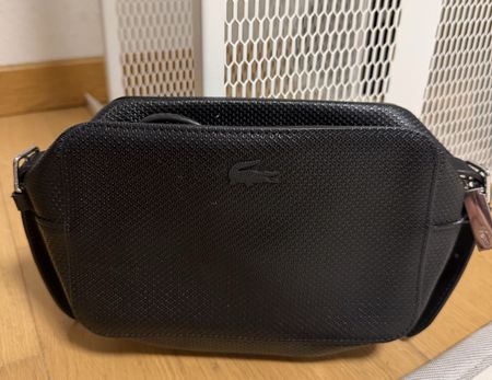 Lacoste Crossbody Bag Black Textured Small New Condition