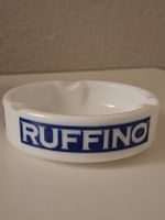 Ruffino Werbe-Aschenbecher Porzellan Weiss Blau Vintage